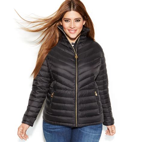 michael kors plus packable down jacket|michael kors reversible puffer jacket.